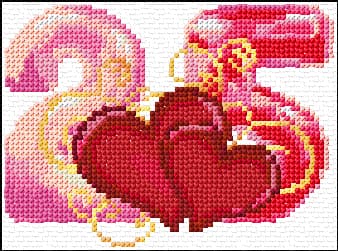 Silver Wedding Anniversary free cross-stitch pattern