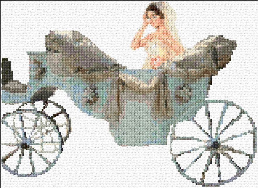 Bride in a Chariot free cross-stitch pattern