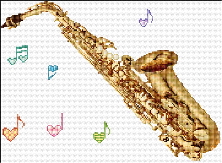 Saxophone free cross-stitch pattern