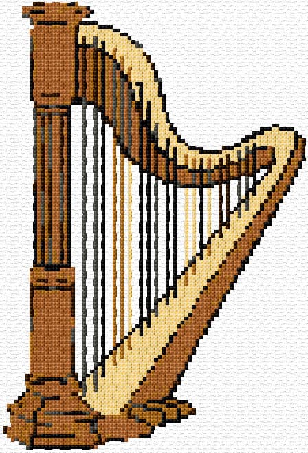Harp free cross-stitch pattern