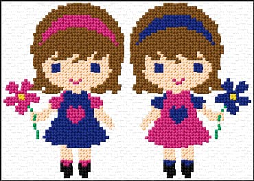 Twin Girls free cross-stitch pattern