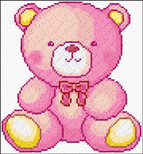 Pink Teddy free cross-stitch pattern