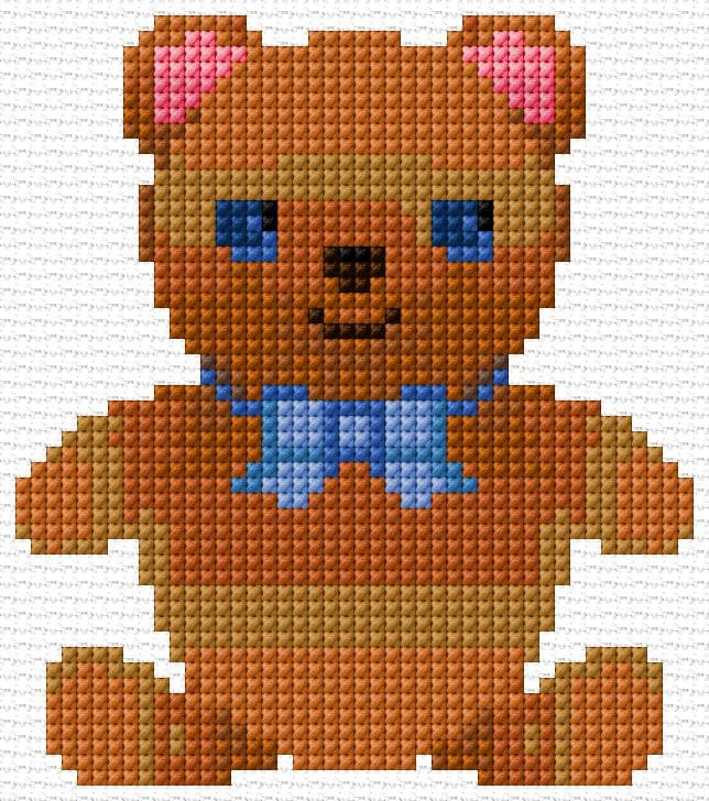Teddy free cross-stitch pattern