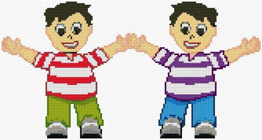 Twin Boys free cross-stitch pattern
