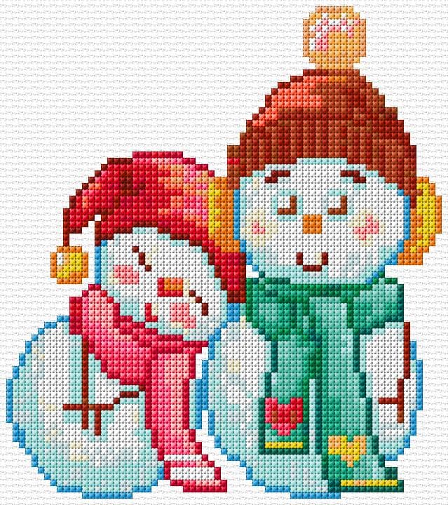 Snowmen free cross-stitch pattern