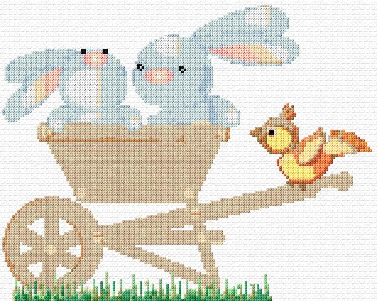 Wheelbarrow free cross-stitch pattern