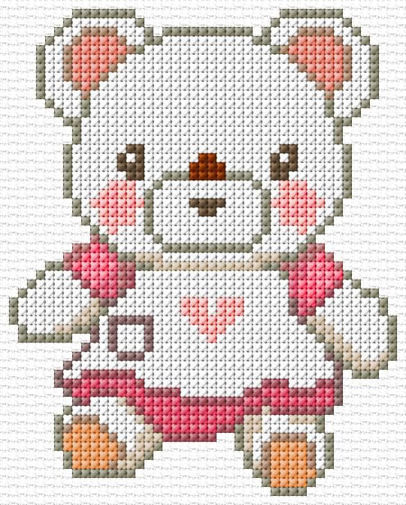 Teddy Girl free cross-stitch pattern