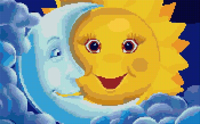 Sun and Moon free cross-stitch pattern