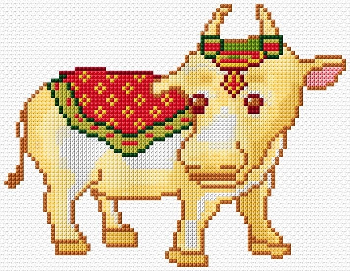 Cow free cross-stitch pattern