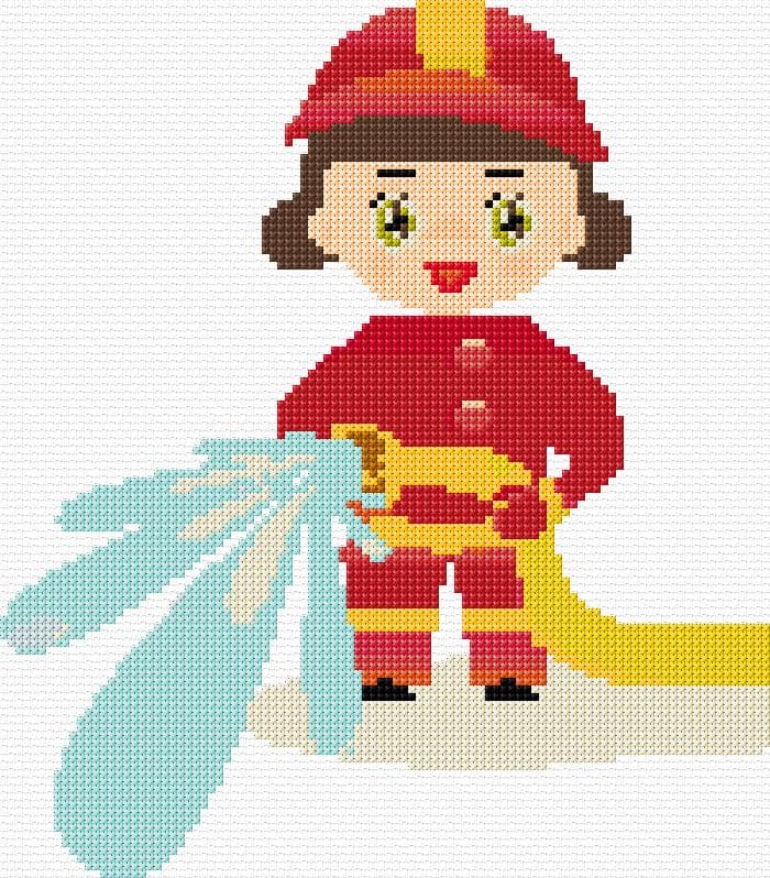 Firefighter free cross-stitch pattern