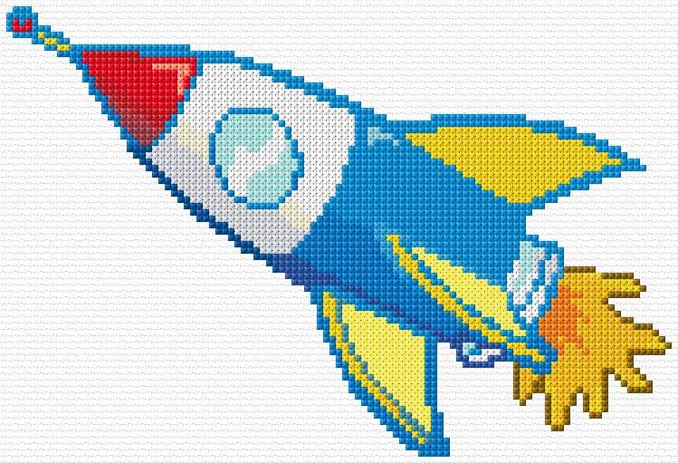 Rocket free cross-stitch pattern