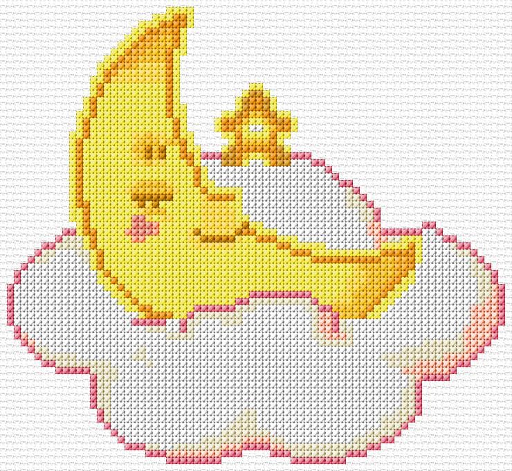 Moon free cross-stitch pattern