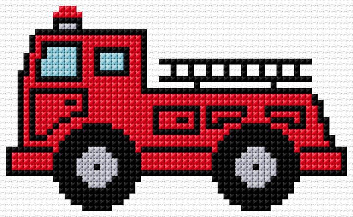 Firetruck free cross-stitch pattern
