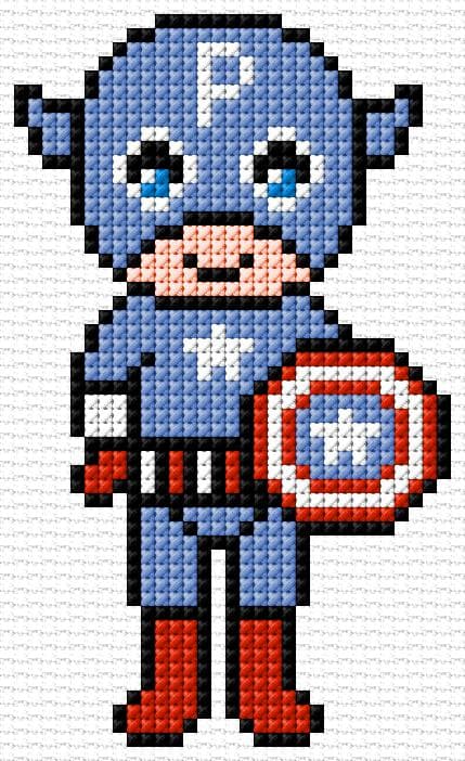 Captain America free cross-stitch pattern