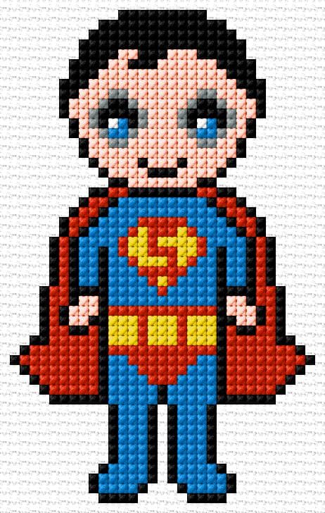 Superman free cross-stitch pattern