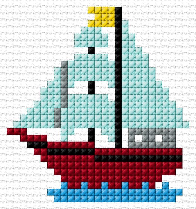 Sailboat free cross-stitch pattern