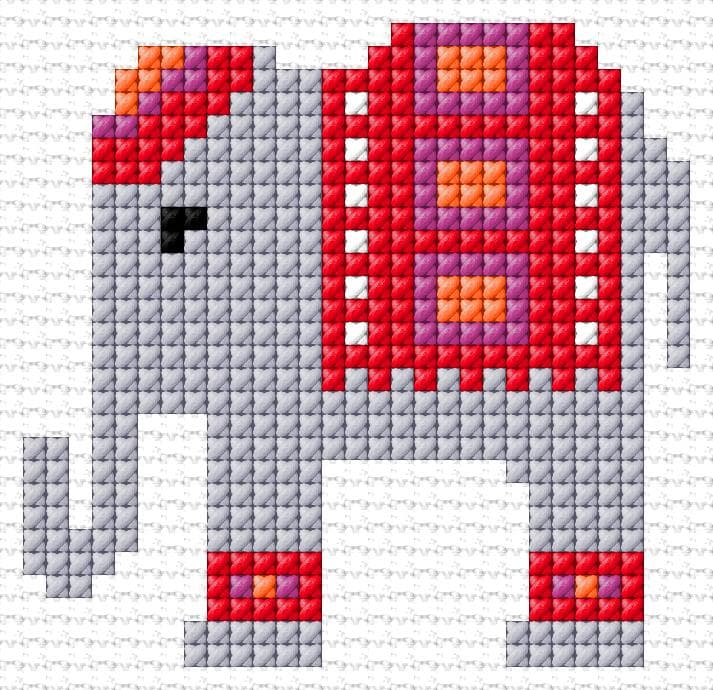 Elephant free cross-stitch pattern