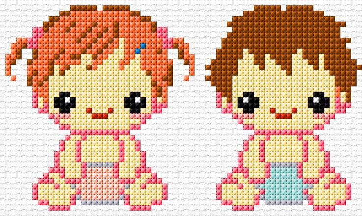 Babies free cross-stitch pattern