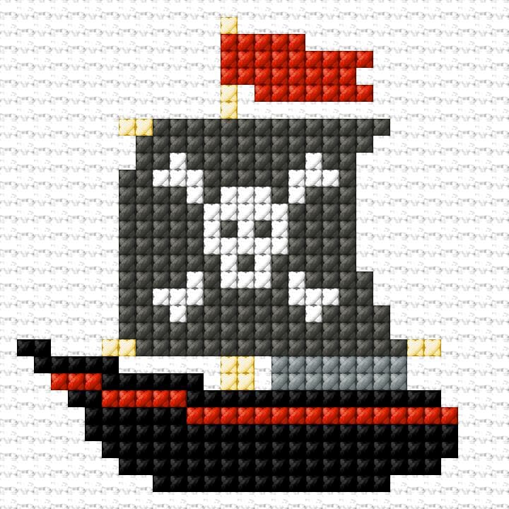 Pirate Sailboat free cross-stitch pattern