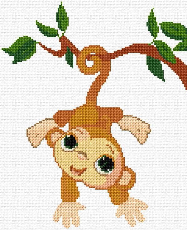 Monkey free cross-stitch pattern