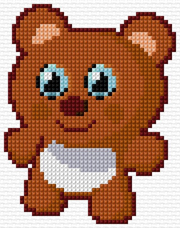 Teddy free cross-stitch pattern