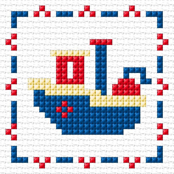 Boat free cross-stitch pattern