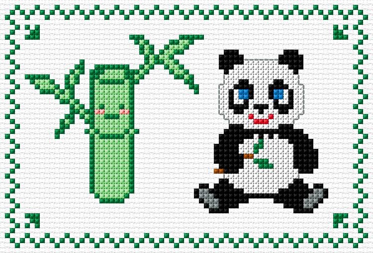 Panda free cross-stitch pattern