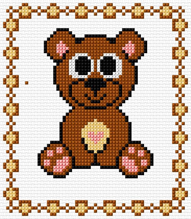 Teddy free cross-stitch pattern