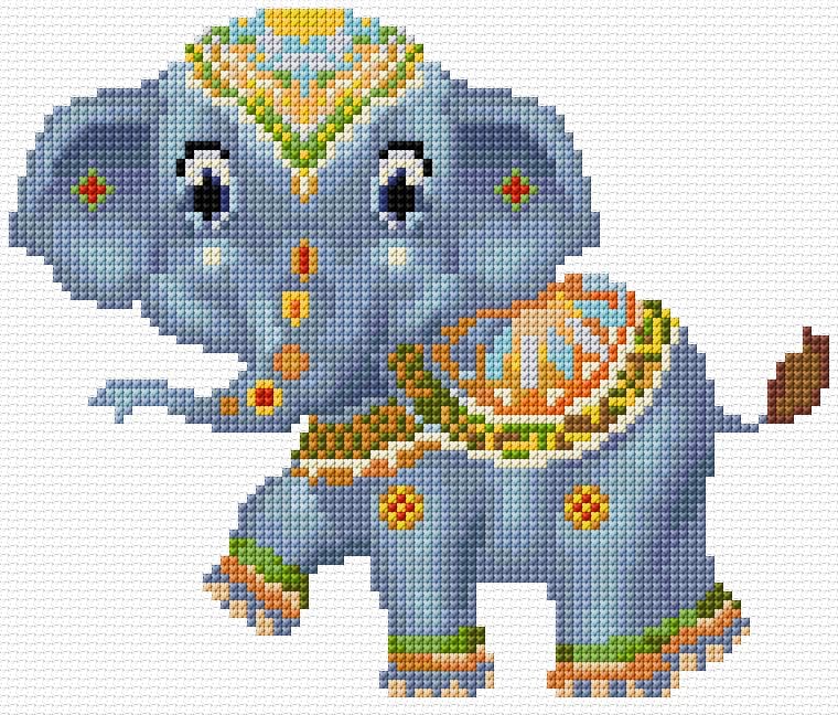 Elephant free cross-stitch pattern