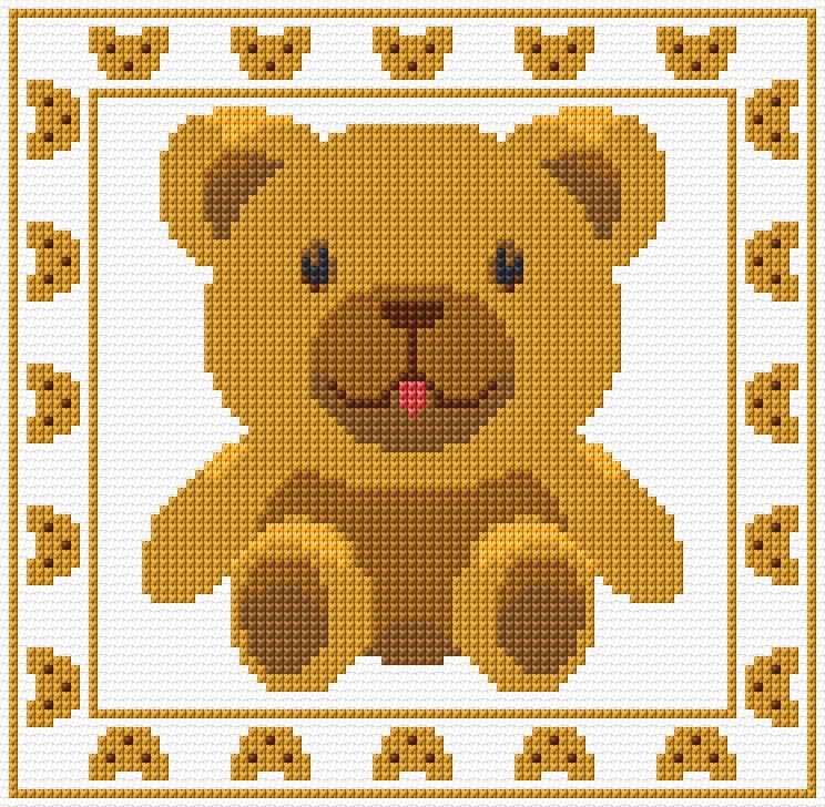 Teddy free cross-stitch pattern