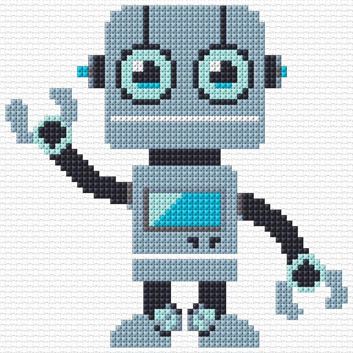 Robot free cross-stitch pattern