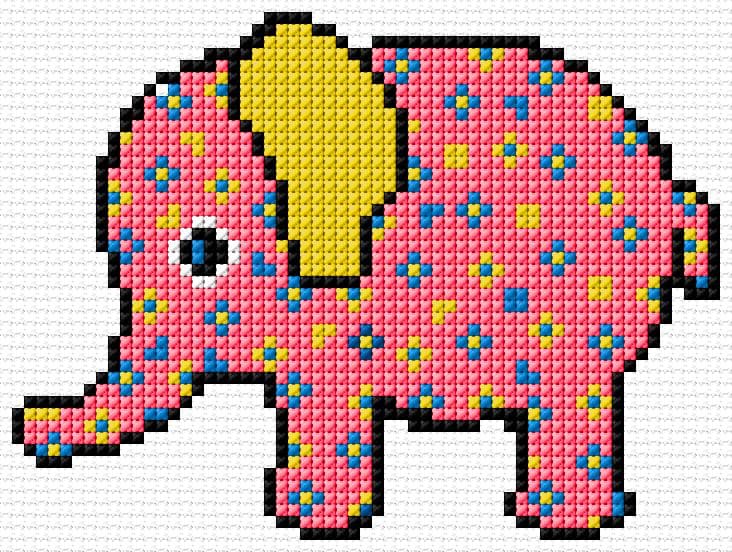 Elephant free cross-stitch pattern