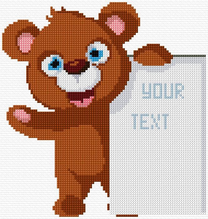 Teddy Card free cross-stitch pattern