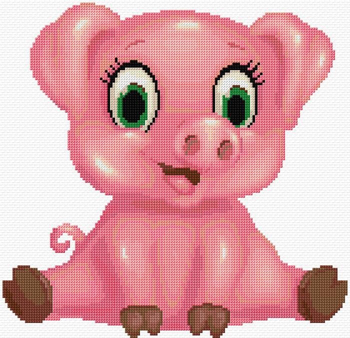 Pig free cross-stitch pattern