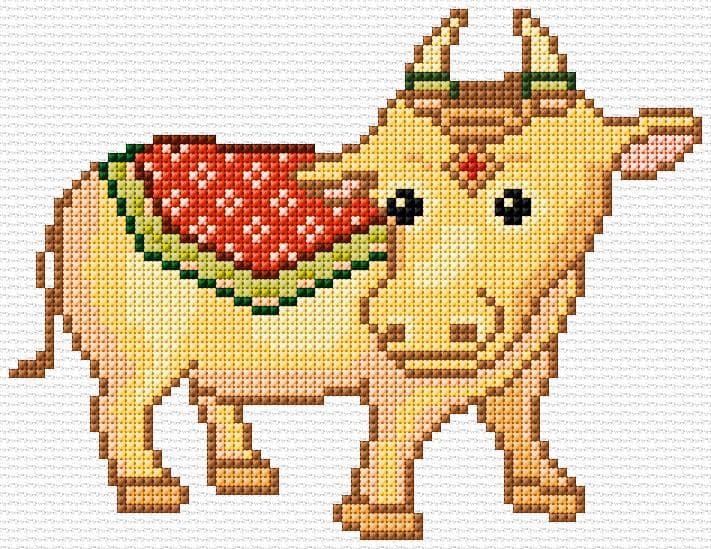 Cow free cross-stitch pattern