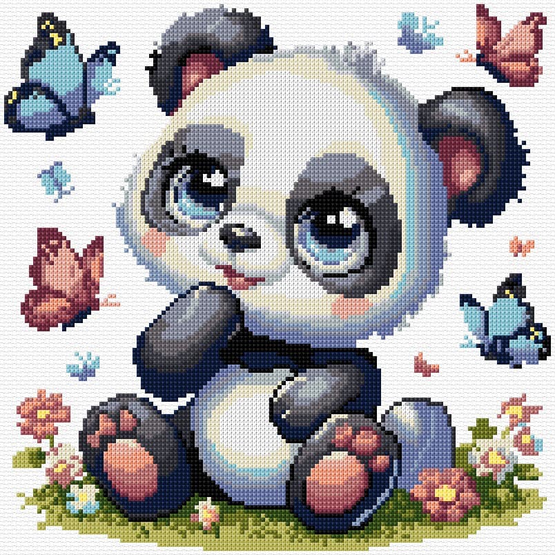 Panda free cross-stitch pattern