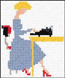 Girl Typewriting free cross-stitch pattern