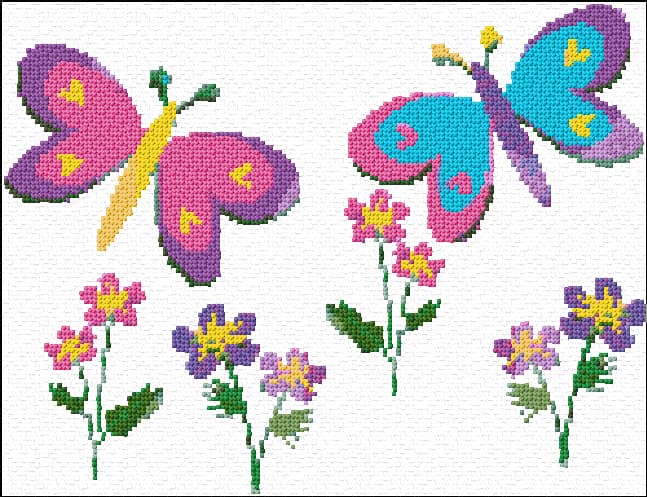 Butterflies free cross-stitch pattern
