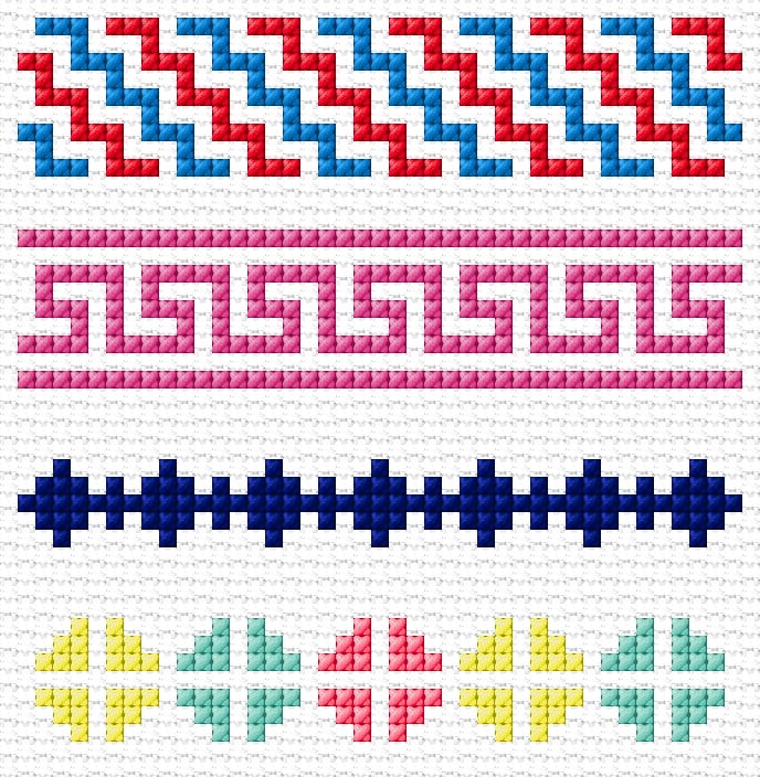 Simple Borders free cross-stitch pattern