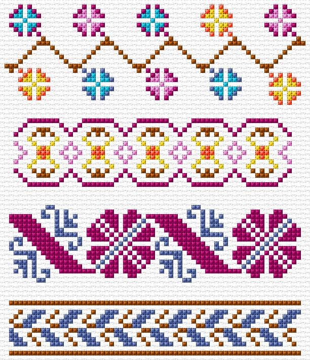 Borders free cross-stitch pattern