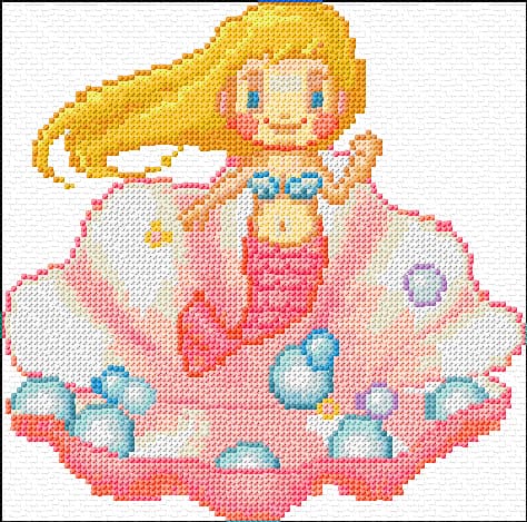 Mermaid free cross-stitch pattern