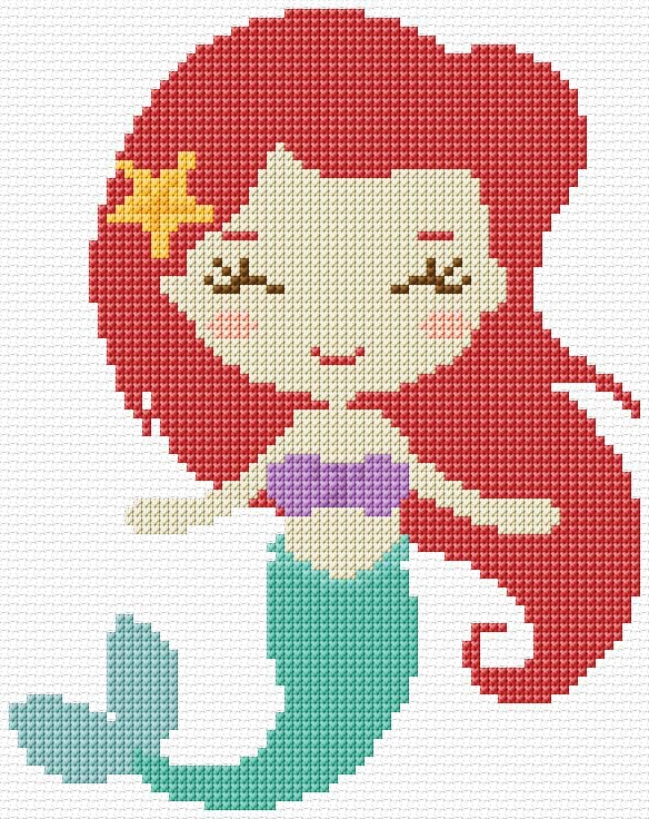 Mermaid free cross-stitch pattern