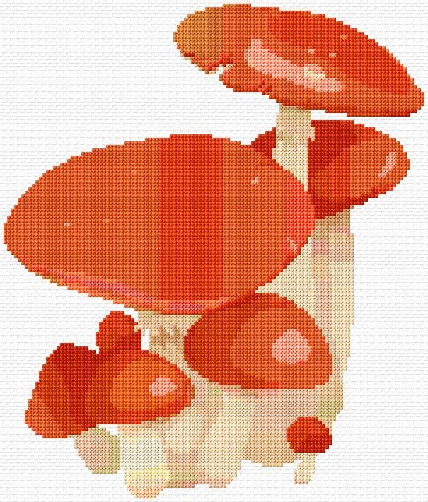 Mushrooms free cross-stitch pattern