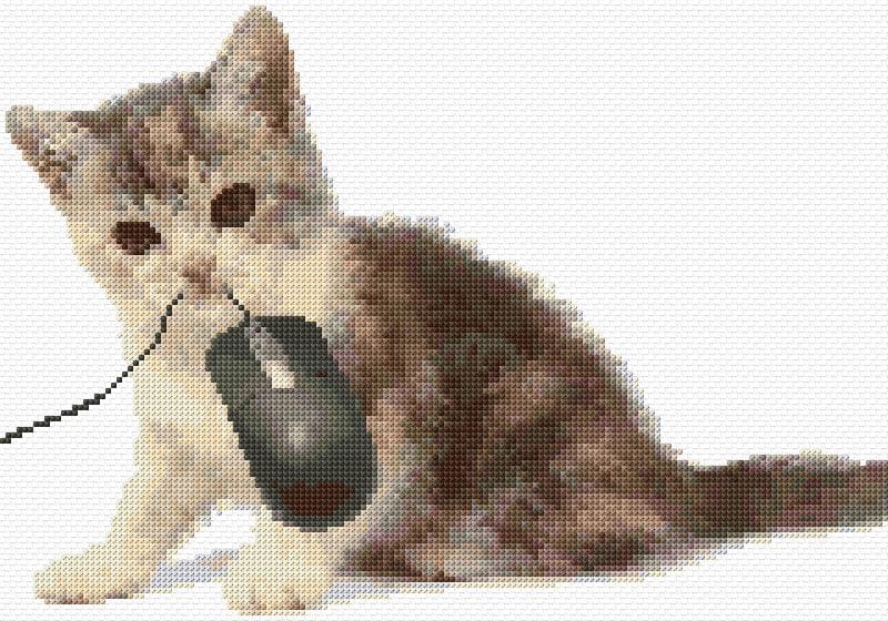 Kitten and Mouse free cross-stitch pattern