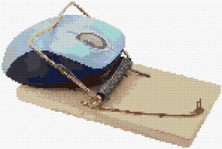 Mouse in a Mousetrap free cross-stitch pattern