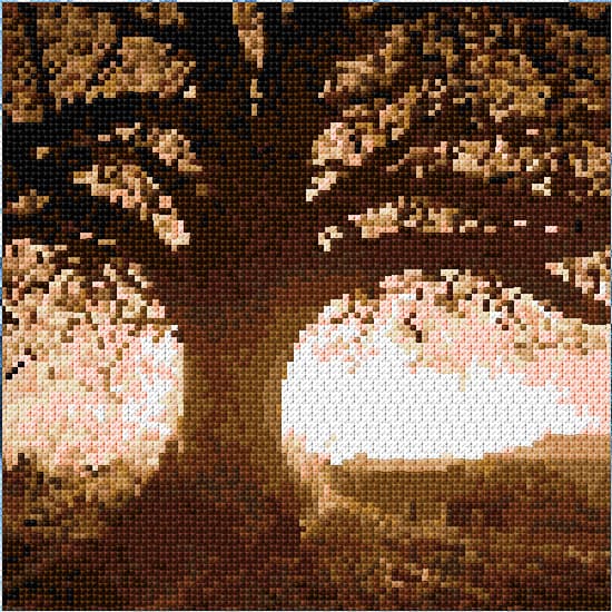 Tree at Sunset free cross-stitch pattern