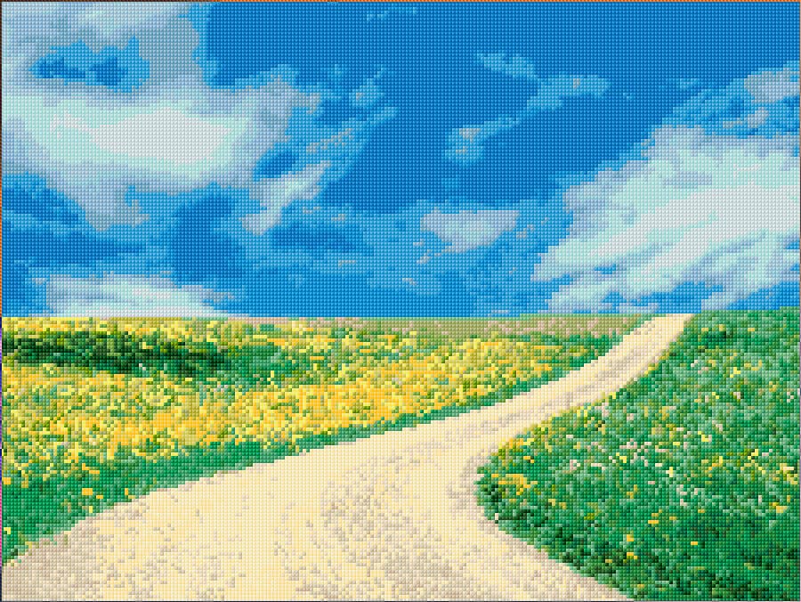 Flowers Road free cross-stitch pattern