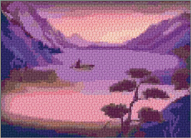 Lake free cross-stitch pattern