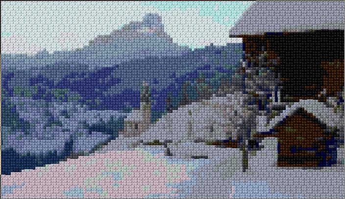 Winter in a Mounteen free cross-stitch pattern