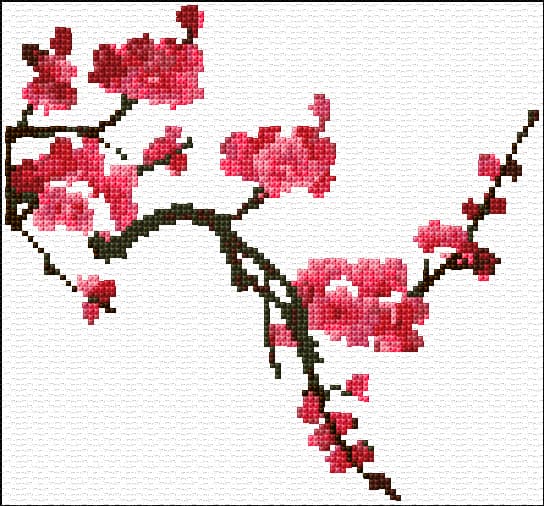 Sakura Blossom free cross-stitch pattern